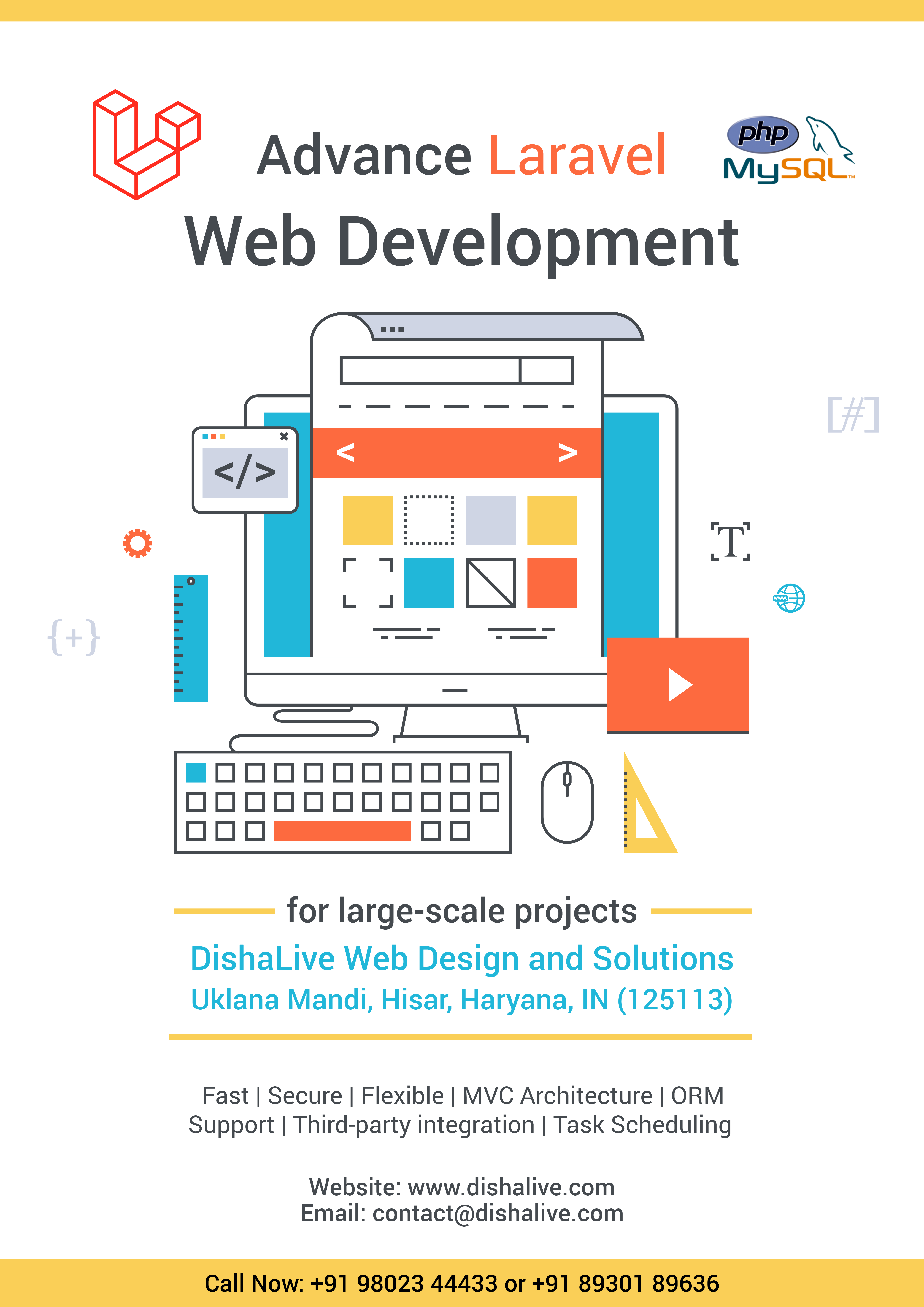 Advance Laravel Web Developers available in DishaLive Web Design and Solutions Uklana Mandi Hisar Haryana